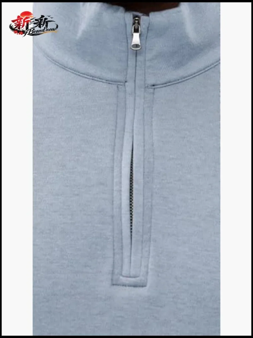 Cotton Blend Double Quarter Zip Pullover Sweater Long Sleeve Zip Neck